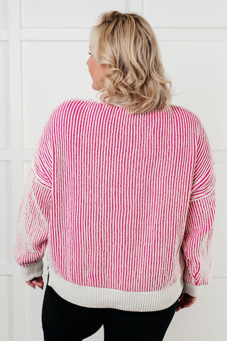 Least High Maintenance Contrast Trim Sweater in Pink-[option4]-[option5]-[option6]-[option7]-[option8]-Womens-Clothing-Shop