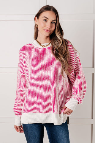 Least High Maintenance Contrast Trim Sweater in Pink-[option4]-[option5]-[option6]-[option7]-[option8]-Womens-Clothing-Shop