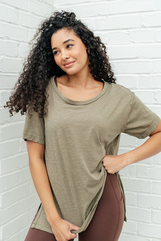 Let Me Live Relaxed Tee in Army-[option4]-[option5]-[option6]-[option7]-[option8]-Womens-Clothing-Shop