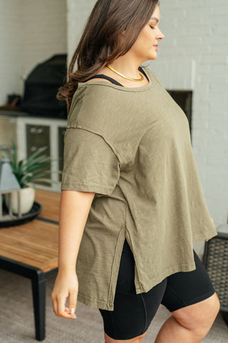 Let Me Live Relaxed Tee in Army-[option4]-[option5]-[option6]-[option7]-[option8]-Womens-Clothing-Shop