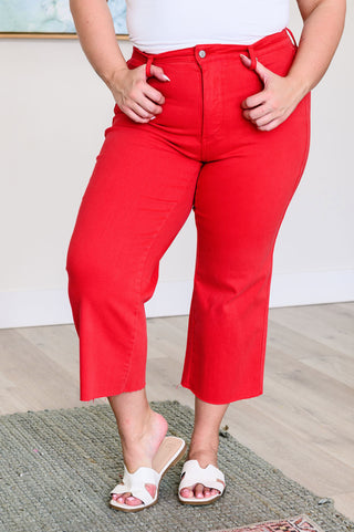 Lisa High Rise Control Top Wide Leg Crop Jeans in Red-[option4]-[option5]-[option6]-[option7]-[option8]-Womens-Clothing-Shop