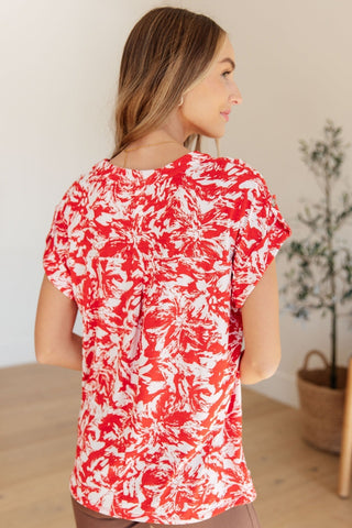 Lizzy Cap Sleeve Top in Red Floral-[option4]-[option5]-[option6]-[option7]-[option8]-Womens-Clothing-Shop