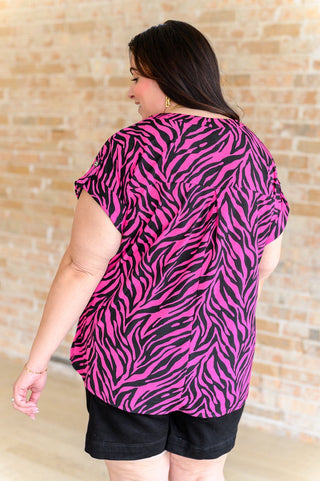 Lizzy Cap Sleeve Top in Pink and Black Zebra-[option4]-[option5]-[option6]-[option7]-[option8]-Womens-Clothing-Shop