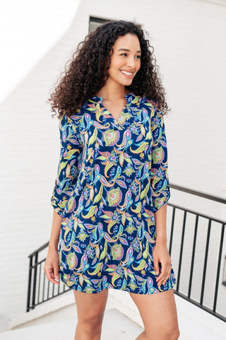 Lizzy Dress in Navy and Bright Paisley Floral-[option4]-[option5]-[option6]-[option7]-[option8]-Womens-Clothing-Shop