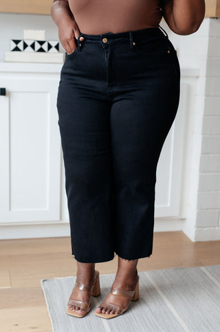 Lizzy High Rise Control Top Wide Leg Crop Jeans in Black-[option4]-[option5]-[option6]-[option7]-[option8]-Womens-Clothing-Shop