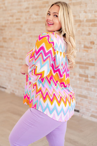 Lizzy Top in Orange Multi Chevron-[option4]-[option5]-[option6]-[option7]-[option8]-Womens-Clothing-Shop