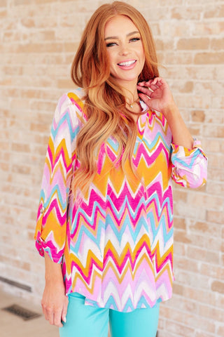 Lizzy Top in Orange Multi Chevron-[option4]-[option5]-[option6]-[option7]-[option8]-Womens-Clothing-Shop