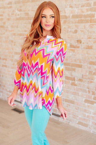 Lizzy Top in Orange Multi Chevron-[option4]-[option5]-[option6]-[option7]-[option8]-Womens-Clothing-Shop