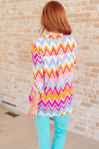 Lizzy Top in Orange Multi Chevron-[option4]-[option5]-[option6]-[option7]-[option8]-Womens-Clothing-Shop