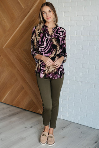 Lizzy Top in Purple and Taupe Animal Print-[option4]-[option5]-[option6]-[option7]-[option8]-Womens-Clothing-Shop