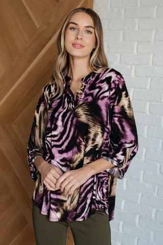 Lizzy Top in Purple and Taupe Animal Print-[option4]-[option5]-[option6]-[option7]-[option8]-Womens-Clothing-Shop