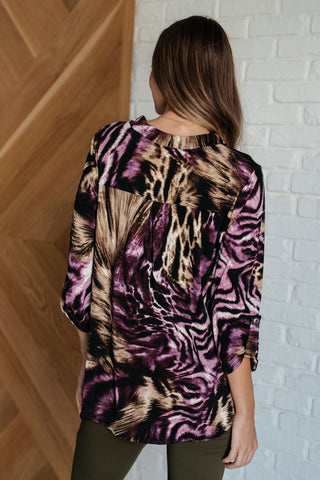 Lizzy Top in Purple and Taupe Animal Print-[option4]-[option5]-[option6]-[option7]-[option8]-Womens-Clothing-Shop