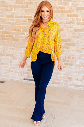 Lizzy Top in Yellow and Navy Paisley-[option4]-[option5]-[option6]-[option7]-[option8]-Womens-Clothing-Shop