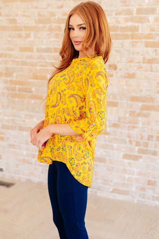 Lizzy Top in Yellow and Navy Paisley-[option4]-[option5]-[option6]-[option7]-[option8]-Womens-Clothing-Shop