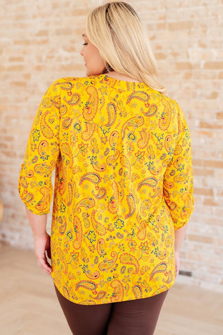 Lizzy Top in Yellow and Navy Paisley-[option4]-[option5]-[option6]-[option7]-[option8]-Womens-Clothing-Shop