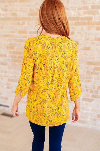 Lizzy Top in Yellow and Navy Paisley-[option4]-[option5]-[option6]-[option7]-[option8]-Womens-Clothing-Shop