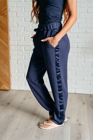 Lysa Satin Stripe Lounge Pants in Smoky Navy-[option4]-[option5]-[option6]-[option7]-[option8]-Womens-Clothing-Shop