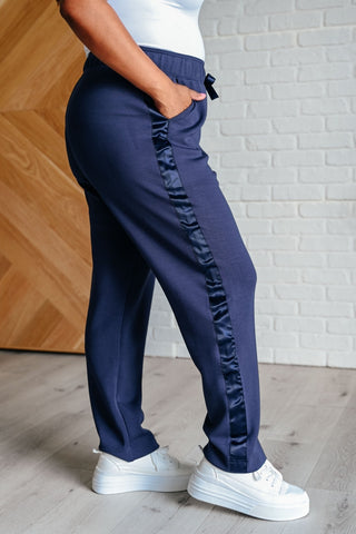 Lysa Satin Stripe Lounge Pants in Smoky Navy-[option4]-[option5]-[option6]-[option7]-[option8]-Womens-Clothing-Shop