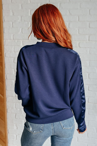 Lysa Satin Stripe Pullover in Smoky Navy-[option4]-[option5]-[option6]-[option7]-[option8]-Womens-Clothing-Shop