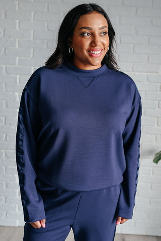 Lysa Satin Stripe Pullover in Smoky Navy-[option4]-[option5]-[option6]-[option7]-[option8]-Womens-Clothing-Shop