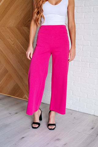 Magic Wide Leg Crop Pants in Hot Pink-[option4]-[option5]-[option6]-[option7]-[option8]-Womens-Clothing-Shop