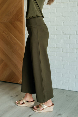 Magic Wide Leg Crop Pants in Olive-[option4]-[option5]-[option6]-[option7]-[option8]-Womens-Clothing-Shop