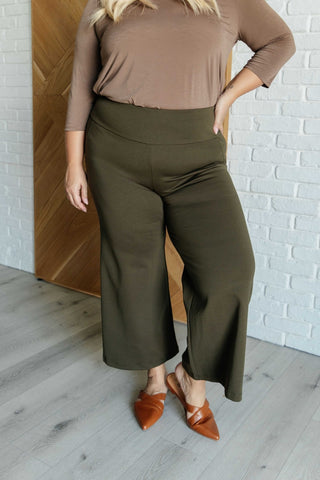 Magic Wide Leg Crop Pants in Olive-[option4]-[option5]-[option6]-[option7]-[option8]-Womens-Clothing-Shop