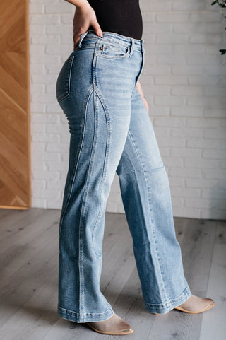 Melia High Rise Side Seam Detail Wide Leg Jeans-[option4]-[option5]-[option6]-[option7]-[option8]-Womens-Clothing-Shop