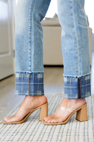 Miranda High Rise Plaid Cuff Vintage Straight Jeans-[option4]-[option5]-[option6]-[option7]-[option8]-Womens-Clothing-Shop