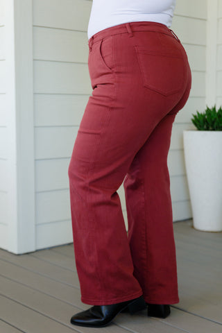 Phoebe High Rise Front Seam Straight Jeans in Burgundy-[option4]-[option5]-[option6]-[option7]-[option8]-Womens-Clothing-Shop