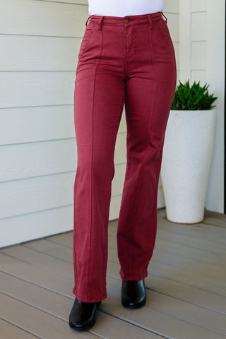 Phoebe High Rise Front Seam Straight Jeans in Burgundy-[option4]-[option5]-[option6]-[option7]-[option8]-Womens-Clothing-Shop