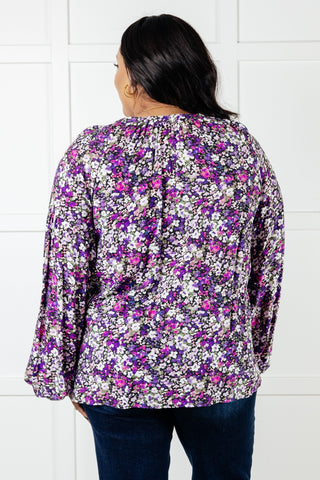 Pulled Together Ditsy Floral Bubble Sleeve Blouse-[option4]-[option5]-[option6]-[option7]-[option8]-Womens-Clothing-Shop