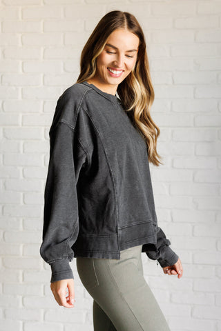 Quick Fix Mineral Wash Crew Neck Pullover in Black-[option4]-[option5]-[option6]-[option7]-[option8]-Womens-Clothing-Shop