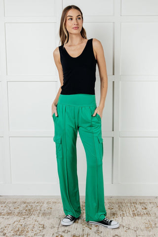 Race to Relax Cargo Pants in Emerald Green-[option4]-[option5]-[option6]-[option7]-[option8]-Womens-Clothing-Shop