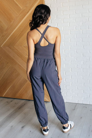 Raising Heart Rate Cutout Jumpsuit in Charcoal-[option4]-[option5]-[option6]-[option7]-[option8]-Womens-Clothing-Shop