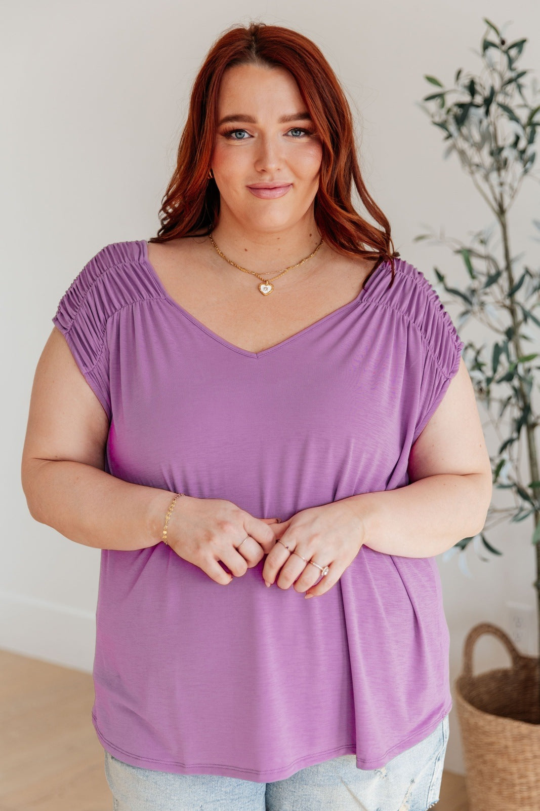 Ruched Cap Sleeve Top in Lavender – Payton & Piper Boutique