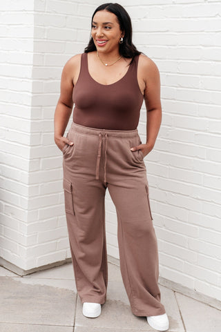 Run, Don't Walk Cargo Sweatpants in Smokey Brown-[option4]-[option5]-[option6]-[option7]-[option8]-Womens-Clothing-Shop