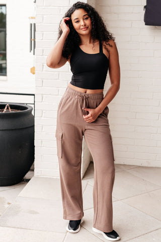 Run, Don't Walk Cargo Sweatpants in Smokey Brown-[option4]-[option5]-[option6]-[option7]-[option8]-Womens-Clothing-Shop