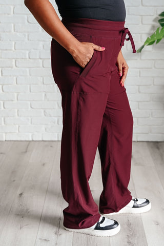 Runner's High Drawstring Joggers in Red Merlot-[option4]-[option5]-[option6]-[option7]-[option8]-Womens-Clothing-Shop