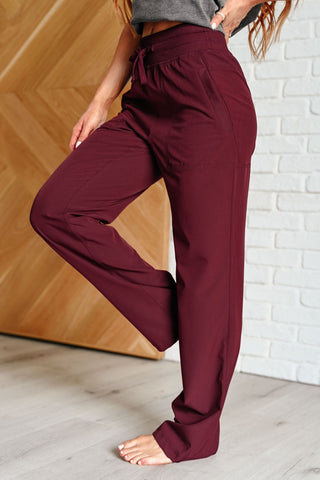 Runner's High Drawstring Joggers in Red Merlot-[option4]-[option5]-[option6]-[option7]-[option8]-Womens-Clothing-Shop