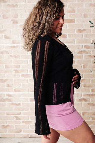 San Tropez Light Weight Knit Cardigan in Black-[option4]-[option5]-[option6]-[option7]-[option8]-Womens-Clothing-Shop