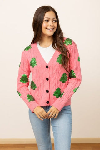 Sequin Trees Cardigan-[option4]-[option5]-[option6]-[option7]-[option8]-Womens-Clothing-Shop