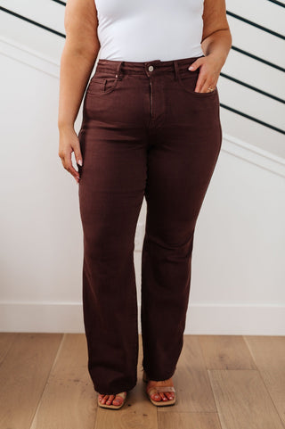 Sienna High Rise Control Top Flare Jeans in Espresso-[option4]-[option5]-[option6]-[option7]-[option8]-Womens-Clothing-Shop