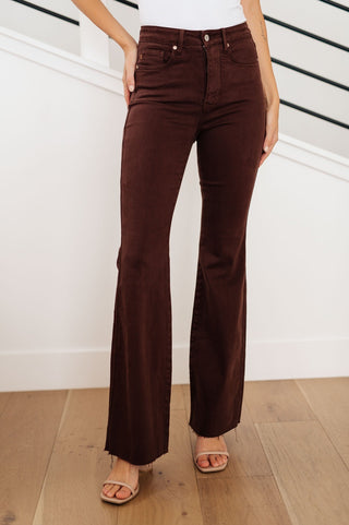 Sienna High Rise Control Top Flare Jeans in Espresso-[option4]-[option5]-[option6]-[option7]-[option8]-Womens-Clothing-Shop