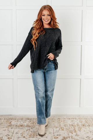 Simple Silhouette Brushed Hacci Sweater in Black-[option4]-[option5]-[option6]-[option7]-[option8]-Womens-Clothing-Shop