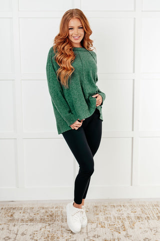 Simple Silhouette Brushed Hacci Sweater in Dark Green-[option4]-[option5]-[option6]-[option7]-[option8]-Womens-Clothing-Shop