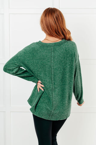 Simple Silhouette Brushed Hacci Sweater in Dark Green-[option4]-[option5]-[option6]-[option7]-[option8]-Womens-Clothing-Shop