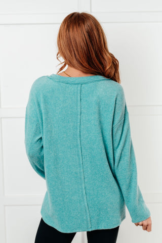 Simple Silhouette Brushed Hacci Sweater in Dusty Teal-[option4]-[option5]-[option6]-[option7]-[option8]-Womens-Clothing-Shop