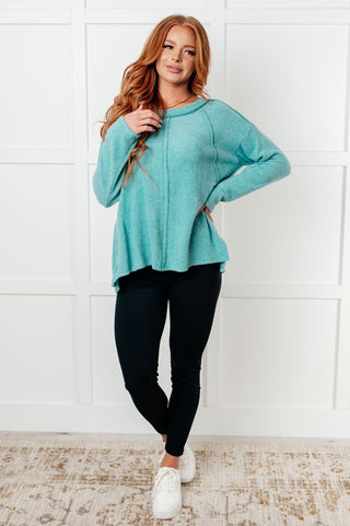 Simple Silhouette Brushed Hacci Sweater in Dusty Teal-[option4]-[option5]-[option6]-[option7]-[option8]-Womens-Clothing-Shop