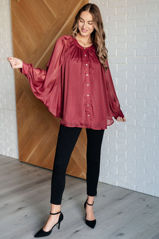 Smiles and Pouts Bat Sleeve Button Down-[option4]-[option5]-[option6]-[option7]-[option8]-Womens-Clothing-Shop